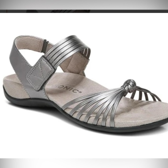 Vionic  Talulah pewter leather sandals 8.5 - Picture 1 of 10